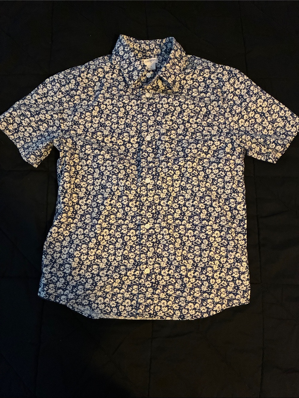 Crewcuts Navy and White Floral Short-Sleeve Button-Down Shirt